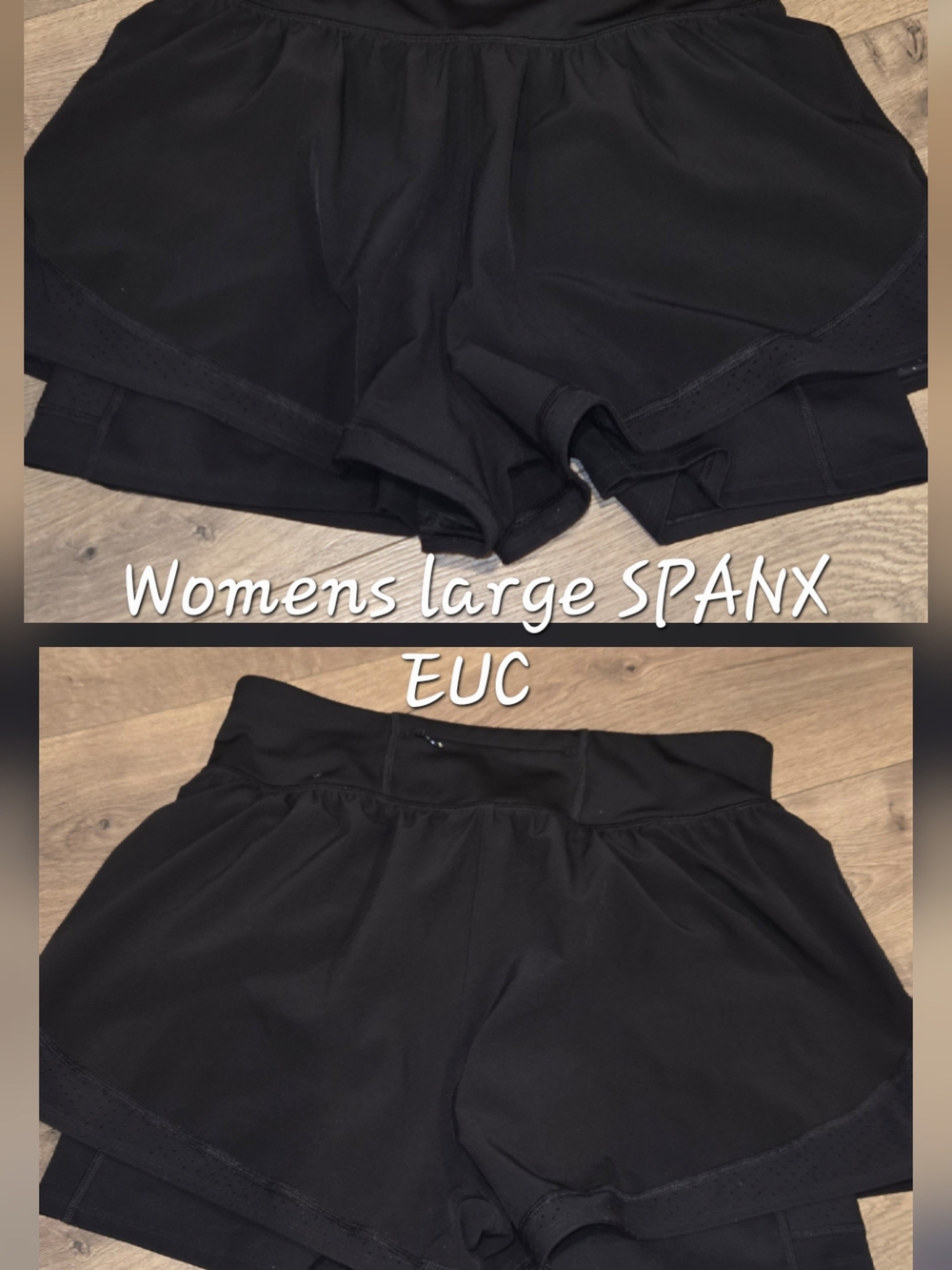 SPANX Black Women's Athletic Shorts with Built-In Liner